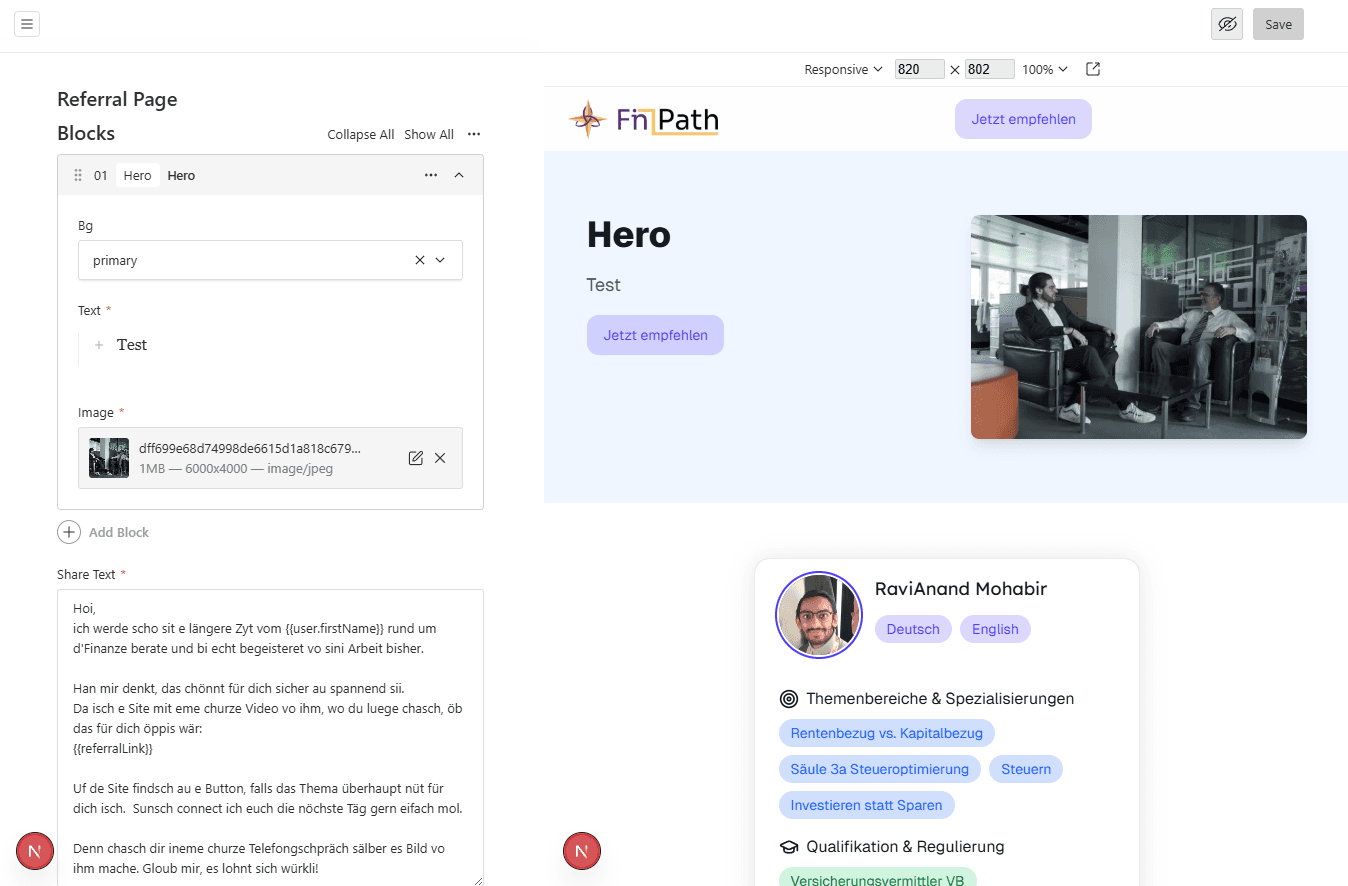 Recommendation Page Builder